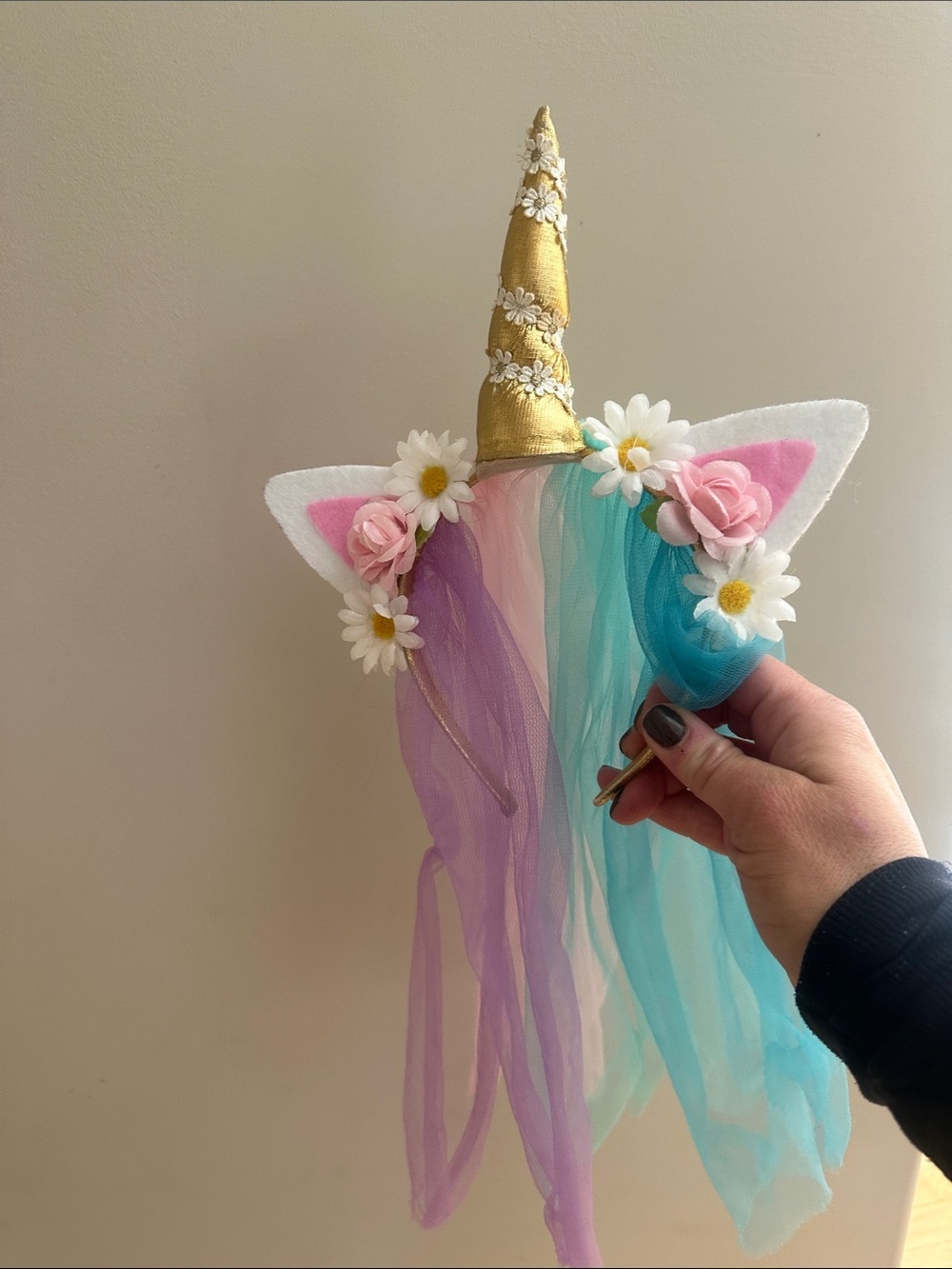 Unicorn Horn Headband With Tulle Veil